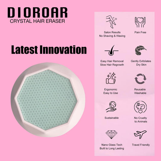 Crystal Hair Eraser for Women,Upgraded Painless Crystal Hair Remover Diamond,Effective Nano Glass Hair Removal Stone Exfoliation without Shaver,Natural Epilator for Silky Skin(Pastel Pink)