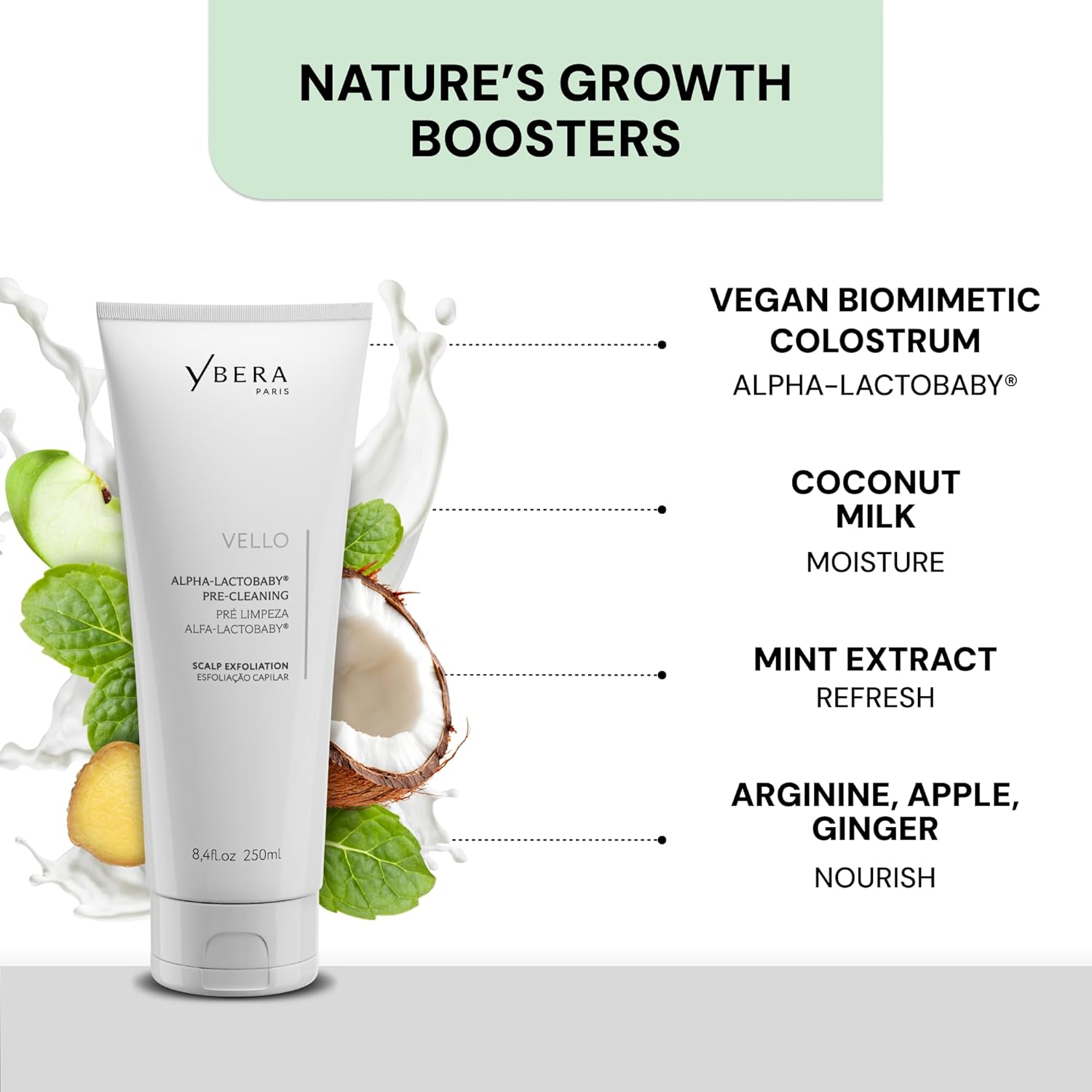 Ybera SCALP SCRUBBER Vello Pre Cleanse Scalp Scrub & Scalp Exfoliator, Pre Shampoo Scalp Treatment for Scalp Detox, Scalp Treatment to Prepare Hair Growth Products for Women & Men, 250ml