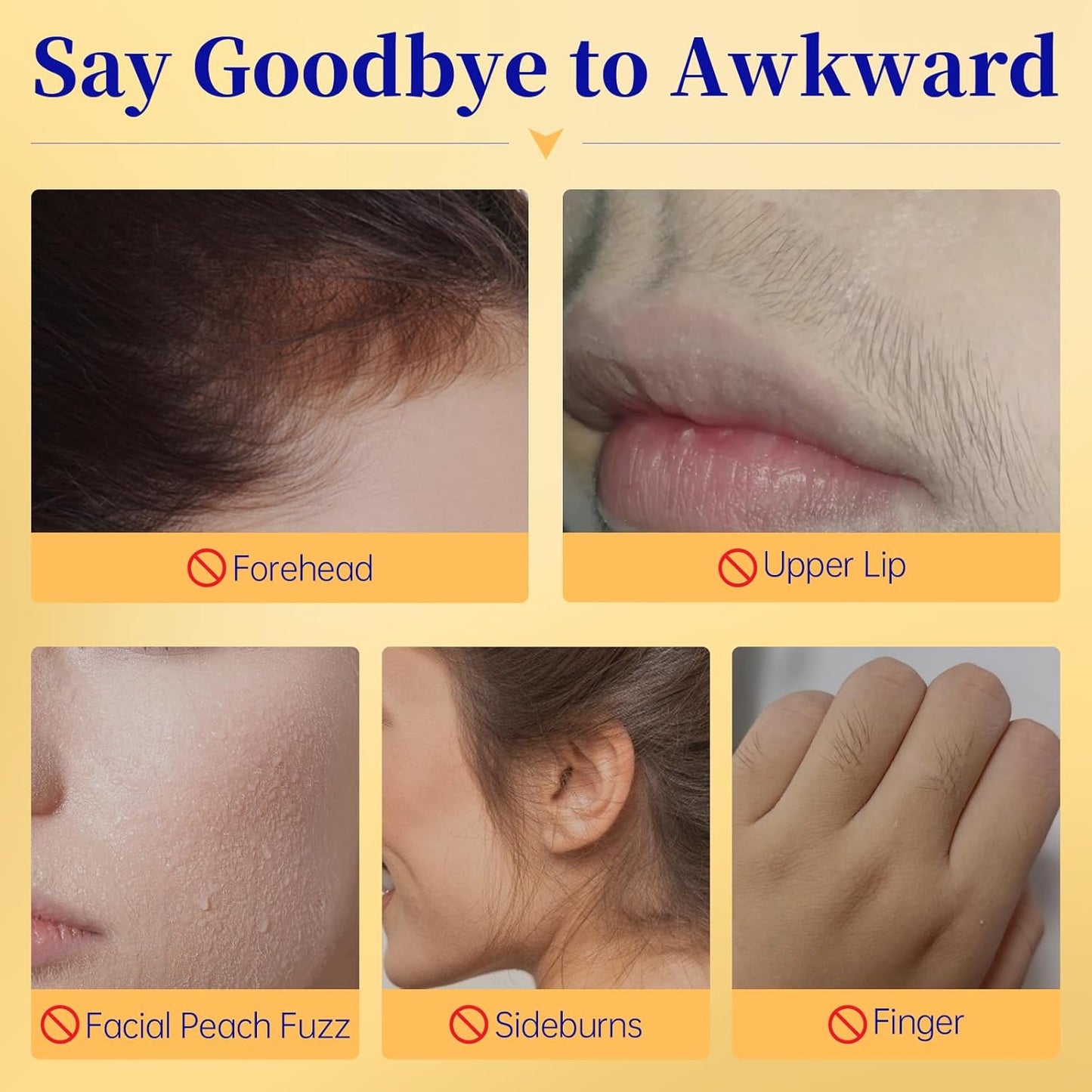 5 Min Facial Hair Removal For Women, Painless & Gentle Sensitive Skin Hair Removal Cream with Soothing Cream for Chin & Upper Lip & Cheeks - 2.03 Fl Oz